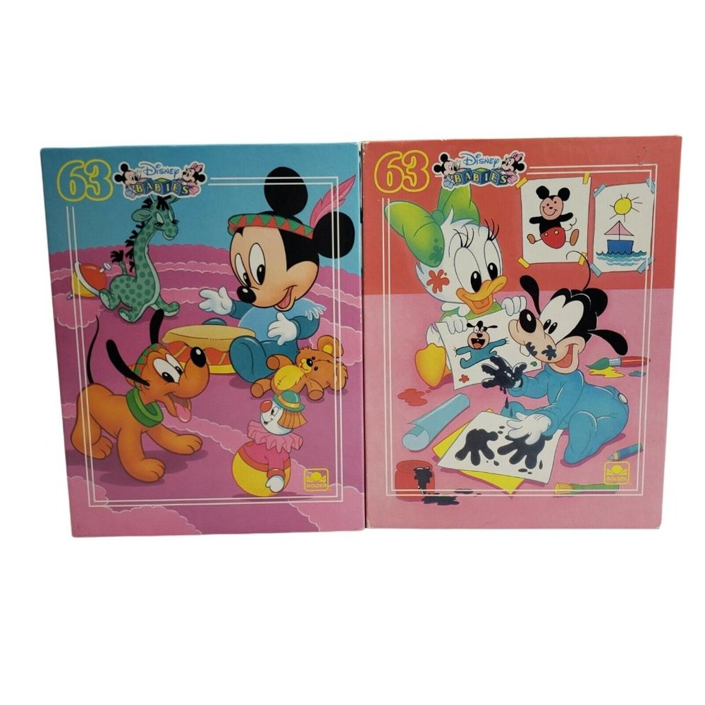Vintage 1980's Golden Disney Babies 63 Piece Puzzles Lot of 2 Complete